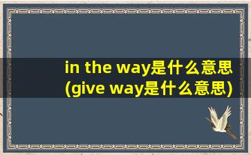 in the way是什么意思(give way是什么意思)